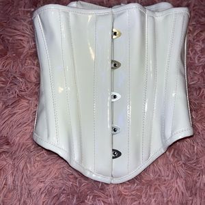White Latex Lace Up Corset/Waist Trainer